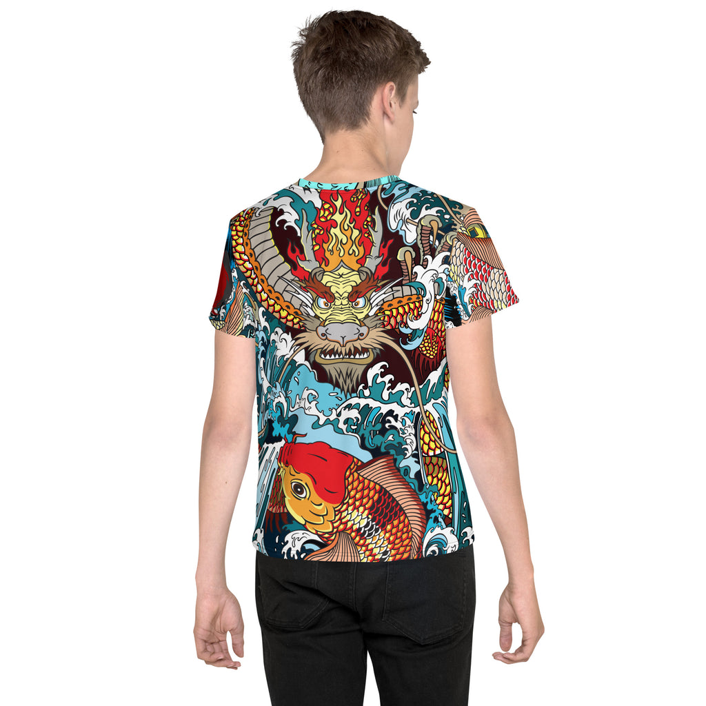 Youth dragon water koi t-shirt