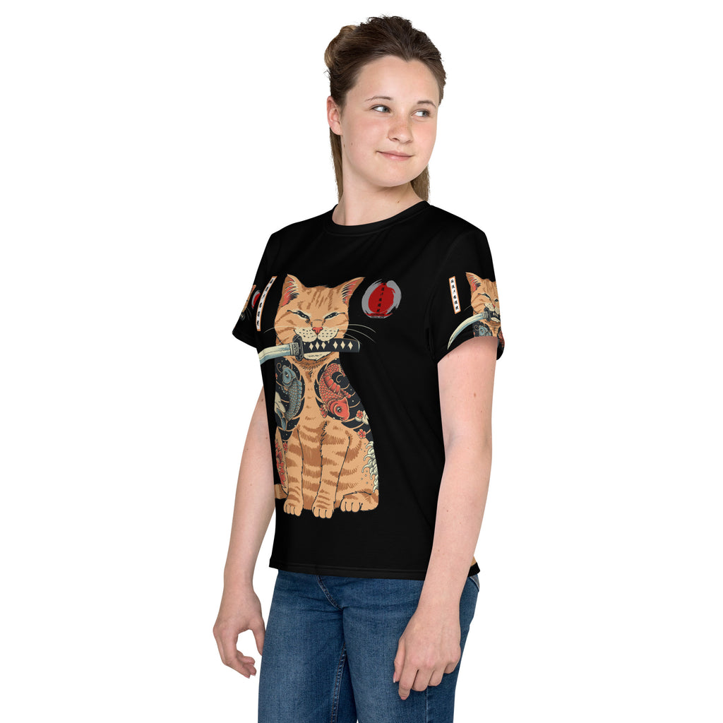 Youth samurai cat t-shirt