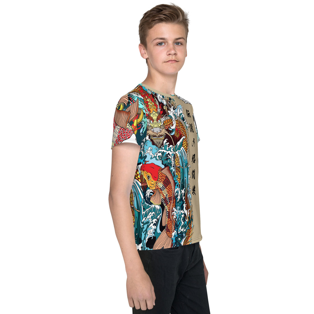 Youth dragon water koi t-shirt