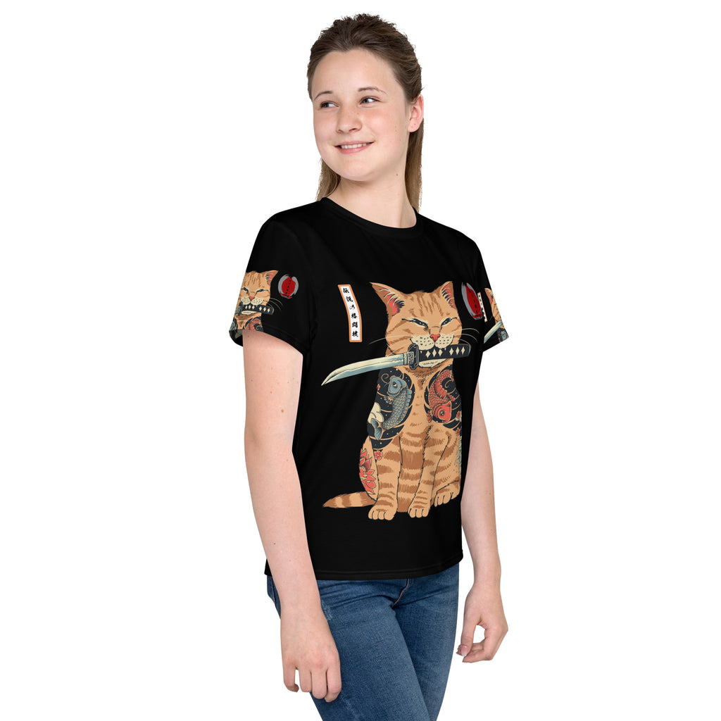 Youth samurai cat t-shirt